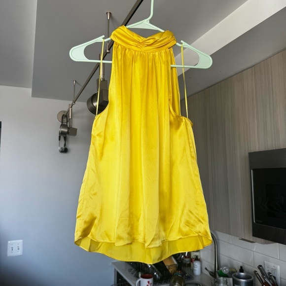 Amanda Uprichard Chaya Top Canary Yellow 100% Silk Mock Neck Small - Picture 3 of 13